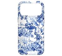Blue and White Toile Flowers Floral Berries and Butterflies Case for iPhone 17 Pro Max