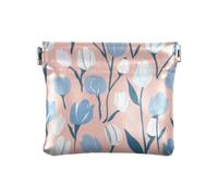 Blue and White Tulips Pastel Fashion Women's Small Leather Change Purse Decorative Jewelry for Men Women Travel guarda monedas para carro