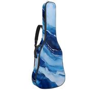 Blue and White Watercolor Frozen River Acoustic Guitar Bag Thick Padded, Waterproof Guitar Gig Bag for 40 41 42 Inch Guitars