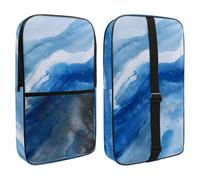 Blue and White Watercolor Frozen River Under Ice Pickleball Paddle Cover with Mesh Pocket for Accessories, Fits 2 Paddles and 4balls