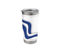Blue and White Wavy Abstract Wave Pattern Stainless Steel Insulated Tumbler