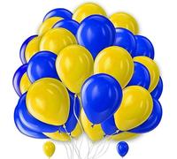 Blue and Yellow Balloons 25 Pack 10 Inch Royal Blue and Yellow Latex Balloons for Kids Boys Space Man Birthday Graduation Anniversary Party Decorations