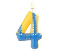 Blue and Yellow Birthday Candle, Birthday Number Minion Candle Blue Jeans Cartoon Anime Happy Birthday Theme Topper for Birthday Celebration Wedding Anniversary Decoration Supplies(Number 4)