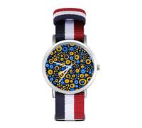 Blue and Yellow Circles Casual Watch for Men Women Braided Strap Watches Non-Scale Three-Hand Wrist Gift