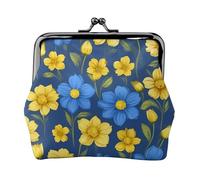 Blue And Yellow Flowers Print Exquisite Versatile Kiss Lock Coin Purse Cute Small Zipper Wallet for Coins Cards