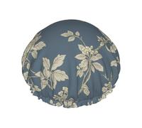 Blue And Yellow Flowers Shower Cap - Full Print Design, Water-Resistant Polyester Fabric, Bathing Essential