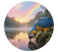 Blue-and-yellow Macaw 1000 Piece Round Puzzle Relaxed Pace Grandparents And Kids Gentle Brain Exercise Bird Lovely Present Family Fun 1000pcs (67.5x67.5cm)