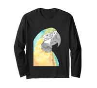Blue and Yellow Macaw Watercolor Portrait Long Sleeve T-Shirt