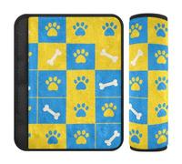 Blue and Yellow Paw Prints Bones car seat Strap Cover,Protects Your Neck and Shoulders,seat Belt Cover pad for Truck Backpack Most Cars accesorios para carro 2 pcs