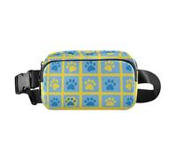 Blue and Yellow Paw Prints Cute Crossbody Bag Waist Packs for Women Men Teens Waterproof Sling Bag Travel Essential with Adjustable Strap for Travel Running Hiking