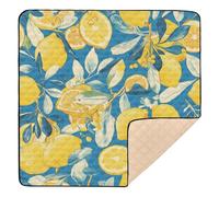 Blue and Yellow Summer Lemon Cute Foldable Baby Gym & Activity Mat for Floor 1-Piecing Infant Play Activity Mat for Baby Kids Toddlers Infants, 50'' x 50''