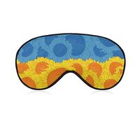Blue and Yellow Sunflowers Sleep Mask Blindfold Floral Ukrainian Flag Adjustable Super-Smooth Soft Eye Mask Cover for Men Women Travel and Nap