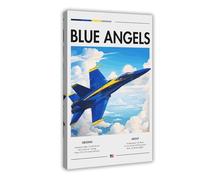 Blue Angels - Multirole Combat Aircraft Aviation,F_A-18E Super Hornets Fighter Aircraft, Plane, Jet Canvas Poster Wall Art Decor Print Picture Paintings for Living Room Bedroom Decoration 20x30inch