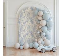 Blue Animal Jungle Forest Self-Adhesive Wallpaper - Peel and Stick Wallpaper Design for Boy's and Girl's Room - Toile Botanical Elephant Wallpaper for Bathroom or Living Room (Blue)