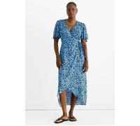 Blue Animal Print Viscose Wrap Midi Dress Gini London Blue 14