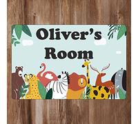 Blue Animal Zoo Kids Bedroom Door Sign Personalised For You - Any Name! Door Plaque,Girls/Boys,Nursery,Decor,Kids Room,Animals