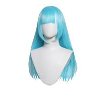 Blue Anime Cosplay Wigs for Women Long Straight Hair Wig with Bangs for Halloween Costume Wigs Synthetic Hair Wig for Party Use
