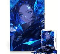 Blue Anime Girl with Crystal Jigsaw Puzzles for Adults 1000 Mind Exercise Stress Free Fun Crisp Edges Thoughtful Gift (50X75CM)