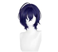 Blue Anime Short Cosplay Wig With Bangs Heat Resistant Full Synthetic Hair Wigs for Women Mens Boys Party Halloween Costume