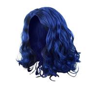 Blue Anime Wig - Short Bob Blue Wigs, Heat Resistant Hair Wig | Bob Curly Middle Part, Female Wavy Synthetic Cosplay Wigs, Daily Party Cosplay Costume, Shoulder Length Hair Cut, Curly Bangs Hairs