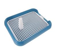 Blue Anti Slip Dog Toilet Tray for Puppies, Indoor Potty Pad | PP Plastic Mesh Grate, 18.11x14.96 in Size, One Piece with Removable Post