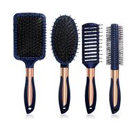 Blue Anti Static Massage Oval Comb Round Vent Hair Brush Set - Detangling & Paddle Brush for Women & Men