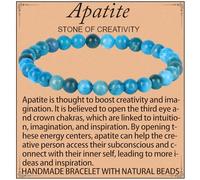 Blue Apatite Bracelet - Creativity Bracelet for Women Men - Handmade Natural Gem Stone Beaded Stretch Elastic Healing Bracelets 6mm