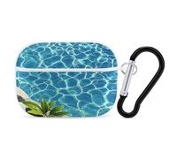 Blue Aqua Pool Water Case Cover with Keychain Shockproof Hard Shell Protective Case for 2nd/1st Generation Case for Women Men Bluetooth Earbuds Case