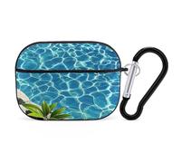 Blue Aqua Pool Water Case Cover with Keychain Shockproof Hard Shell Protective Case for 2nd/1st Generation Case for Women Men Bluetooth Earbuds Case