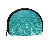 Blue Aqua Pool Water Coin Purse Personalized Coin Bag for Women Men Change Purse Small Wallets with Zipper Mini Shell Coin Pouch Outdoor Shopping Change Storage Bag Handbags Gifts