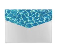 Blue Aqua Pool Water File Folder, Plastic Accordion File Folders with 6 Pockets, Expanding File Organizer with Snap Closure, Portable Document Paper Organizer, Office Supplies Filing Folders