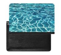 Blue Aqua Pool Water Passport Holder with Card Slots Portable Passport Cover Compact Waterproof Passports Protector