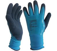 Blue Aqua Waterproof Fully Latex Coated Nylon Safety Work Gloves Builders Gardening (XL)