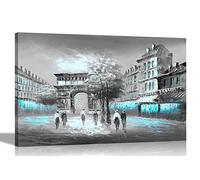 Blue Arc de Triomphe Paris, France Canvas Wall Art Pictures on Framed Artwork Modern Art Decor Framed Romantic Prints Living Room Large 86 x 61cm (34 x 24 inches) A1