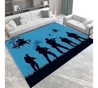 Blue Area Rugs Helicopter Army Washable Plush & Fluffy Non-Slip Short Pile Floor Mat 80 X 150 Cm For Bedroom Dining Room & Lounges,60 X 90 Cm