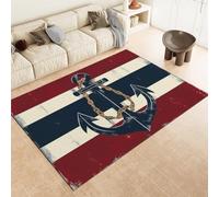 Blue Area Rugs Ocean Nautical Theme Anchor Machine Washable Short Pile Area Rug 80 X 150 Cm Non-Slip Indoor Floor Mat For Living Room Bedroom Office Kitchen & Hallway Decor,180 X 240 Cm