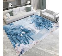 Blue Area Rugs White Pigeons On Pine Forest Path Short Pile Soft Rugs 120 X 170 Cm Washable Indoor Non Slip Floor Mat For Living Room Bedroom Office Kitchen Decor,80 X 150 Cm