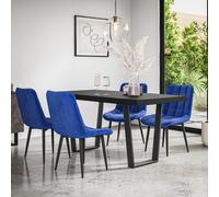 (Blue) Aria Dining Table And Chairs - Black Table Top w 4-6 Nova Velvet Chair
