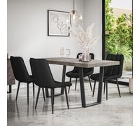 (Blue) Aria Dining Table And Chairs - Oak Effect Table w 4-6 Nova Velvet Chair