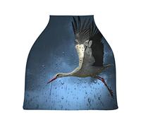 Blue Art Flying Crane Baby Car Seat Cover Canopy Stretchy Nursing Covers Breathable Windproof Winter Scarf for Infant Breastfeeding Boys Girls
