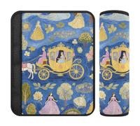 Blue Art Painting Princess Carriage 2 pcs Shoulder pad for Strap, Release Stress to Your Neck and Shoulders, Belt Alert Covers for Auto Auto Airplane 10x7.7 in forro para cinturon