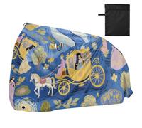 Blue Art Painting Princess Carriage Waterproof Outdoor Bike Cover with Lock Holes Uv Resistant Indoor Outdoor Storage Electric Bike Cover Fits for Most funda para moto