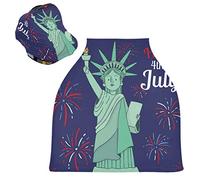 Blue Art Statue of Liberty Baby Car Seat Cover Canopy Stretchy Nursing Covers Breathable Windproof Winter Scarf for Infant Breastfeeding Boys Girls