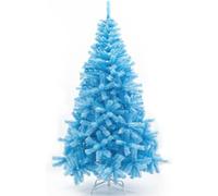 Blue Artificial Christmas Tree, Premium Hinged Artificial Fir Full Bodied Christmas Tree, Easy to Assemble with Christmas Tree Metal Stand,180cm/6ft