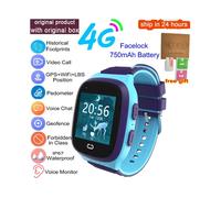 (blue, Asia Version) Kids Smart Watch 4G GPS Wifi Video Call SOS Tracker IP67 Waterproof Children's