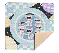 Blue Astronauts Rats Cartoon Cute Soft Thick mat for Baby to Play on Floor for Indoor Outdoor Comfortable Foldable Padded Baby Mat for Baby Toddler Infant, 50'' x 50''tapete para juegos de