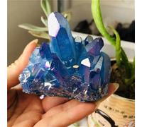 Blue Aura Crystal Cluster Quartz Flower Stones and Minerals Stone Decoration for Home Decor(120-150g)