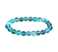 Blue Aura Quartz Bracelet, Stretch Gemstone Crystal Beaded Real Rainbow Jewelry, Men Women Unisex Bracelet Gift for Woman Fashion Jewelry
