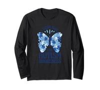 Blue Autism Awareness Puzzle Teacher Women Autism Butterfly Long Sleeve T-Shirt