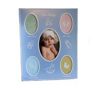 Blue Baby Photo Frame Record Babys First Holds 5 Photos